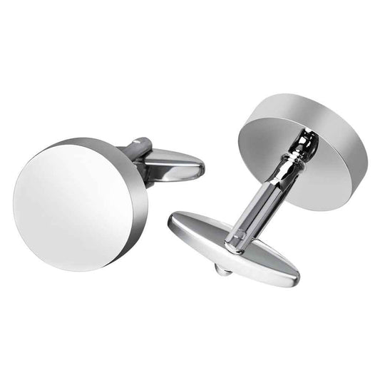 Classic Round Polished Cufflinks for Men Silver