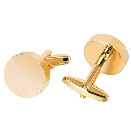 Classic Round Polished Cufflinks for Men Gold