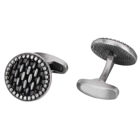 18mm Round Vintage Cufflinks – Antique Silver for Men