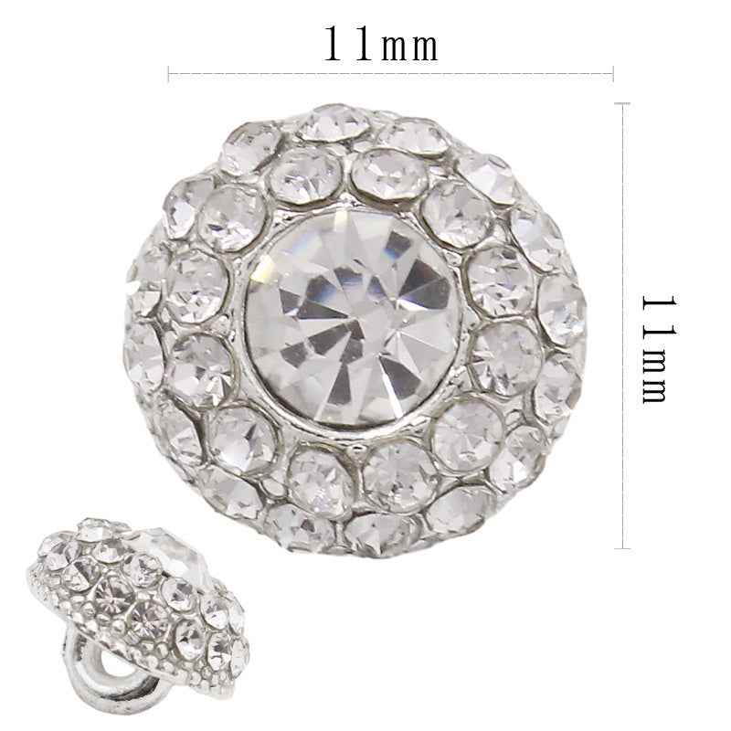 11mm round crystal rhinestone shank button with clear center stone