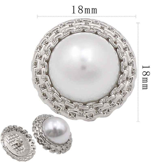 18mm silver round pearl shank button with decorative metal rim (set of 20 pcs)