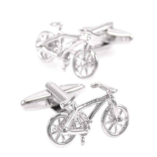 Polished Steel Bicycle-Shaped Cufflinks
