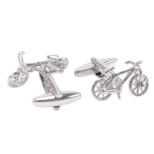 Polished Steel Bicycle-Shaped Cufflinks