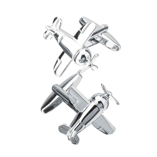 Silver-Tone Bomber Aircraft Cufflinks