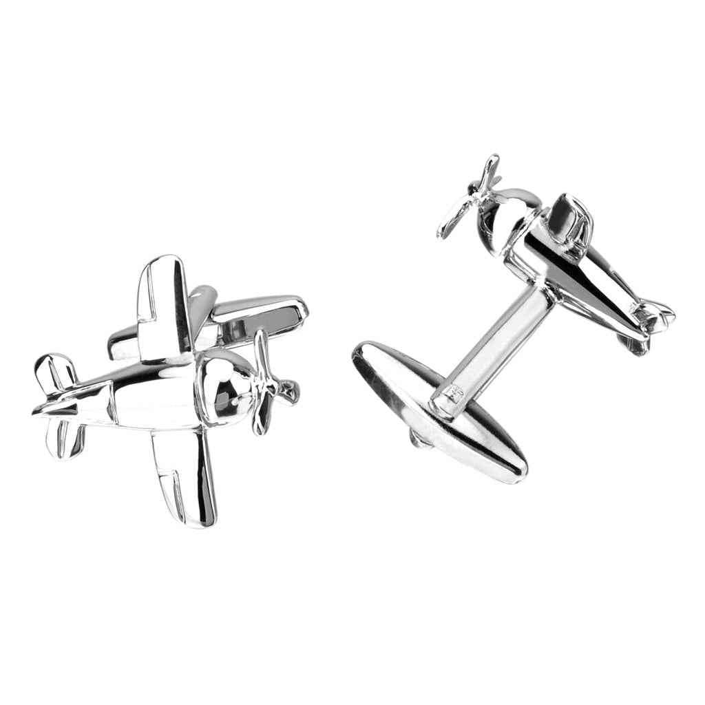 Aircraft cufflinks set showing wing and fuselage details