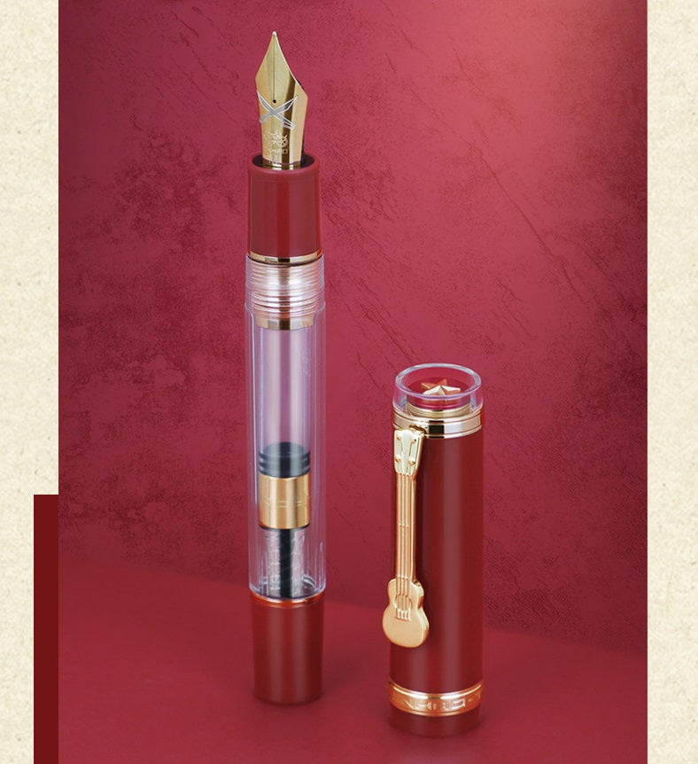 Jinhao 1935 Tiandao Fountain Pen – Red Star Cap Transparent Resin Body