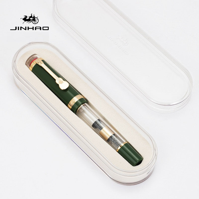 Jinhao 1935 Tiandao Fountain Pen – Red Star Cap Transparent Resin Body Green