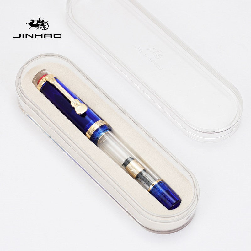 Jinhao 1935 Tiandao Fountain Pen – Red Star Cap Transparent Resin Body Blue