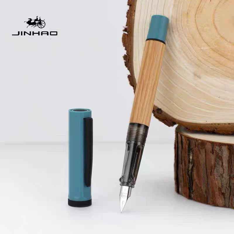 Jinhao 58 Wooden Fountain Pen - Natural Oak