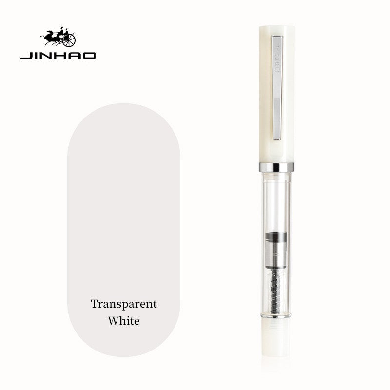 Jinhao 58D Fountain Pen – Translucent Resin Body Transparent White