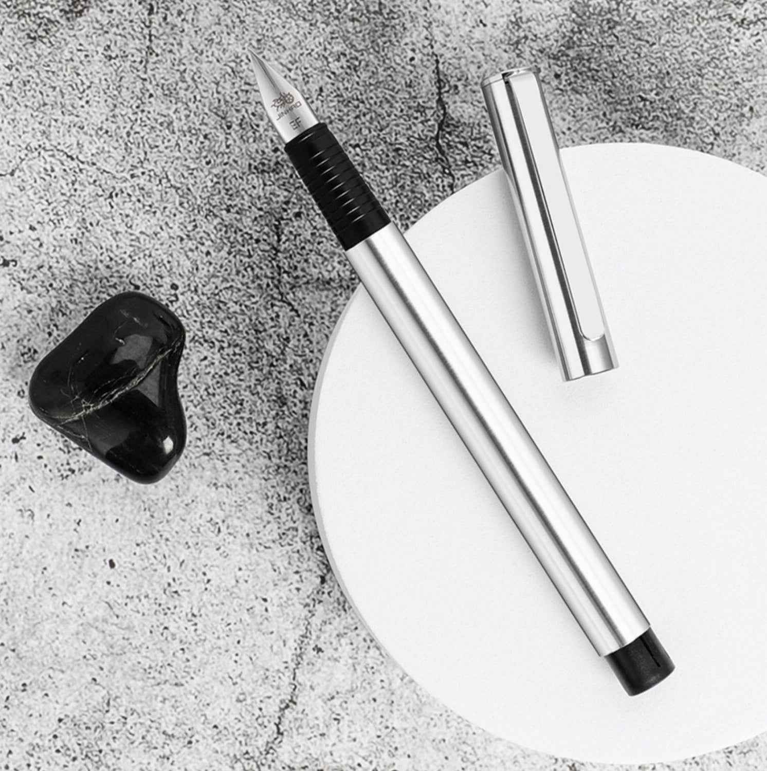 Jinhao 65 Fountain Pen Set of 2 – Silver & Matte Black Iridium Nib