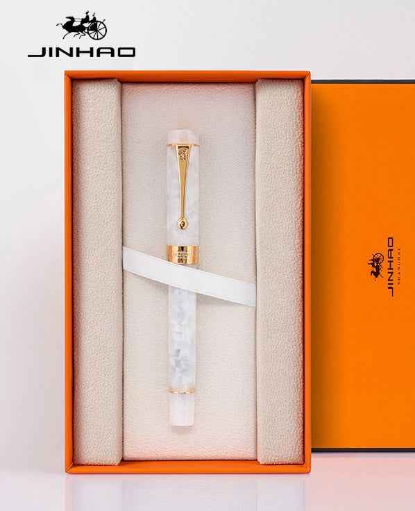 Jinhao Century 100 Fountain Pen – 18K Gold Plated Two-Tone Nib Snow White