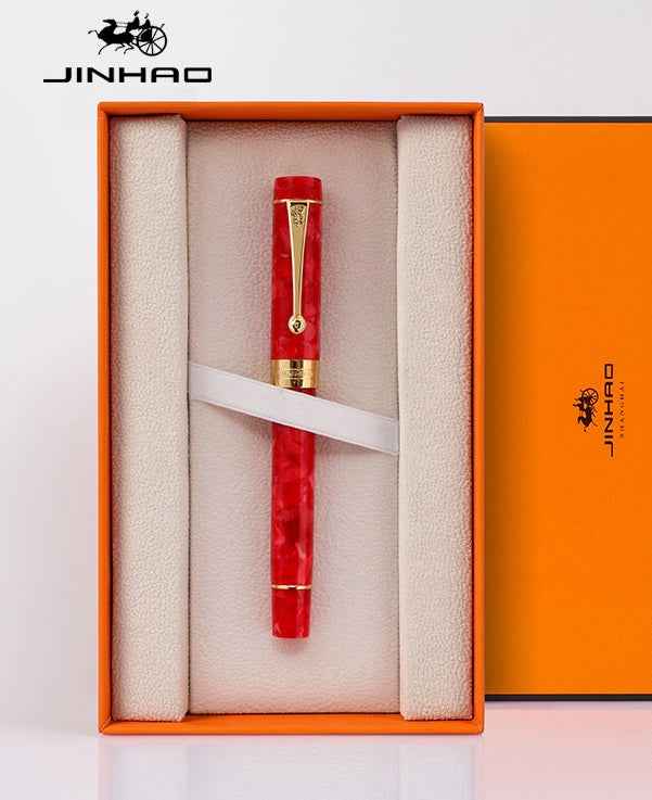 Jinhao Century 100 Fountain Pen – 18K Gold Plated Two-Tone Nib Cherry Red