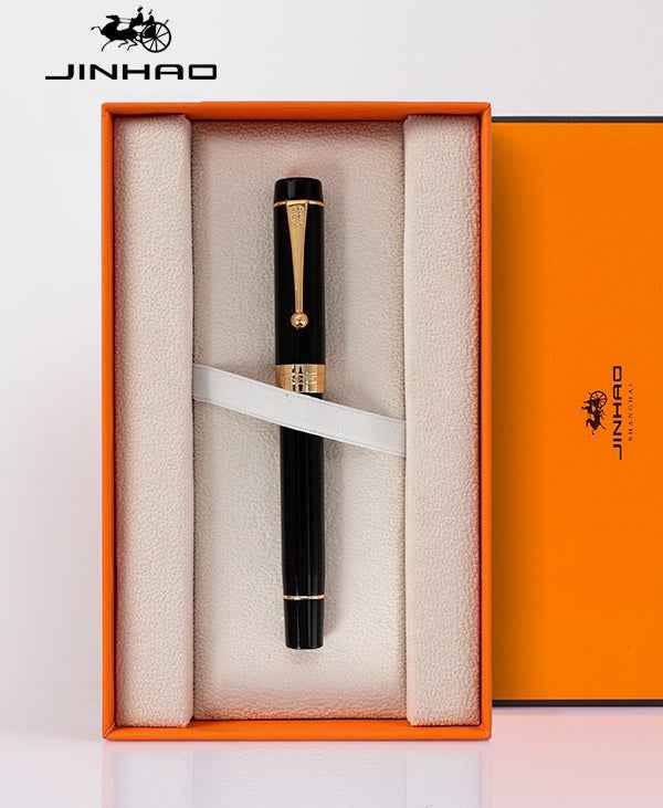 Jinhao Century 100 Fountain Pen – 18K Gold Plated Two-Tone Nib Night Black
