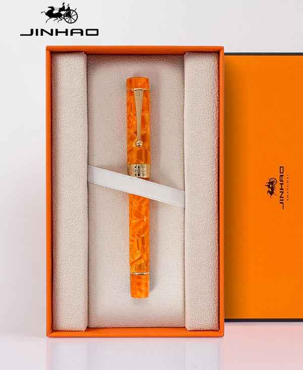 Jinhao Century 100 Fountain Pen – 18K Gold Plated Two-Tone Nib Yellow Stone