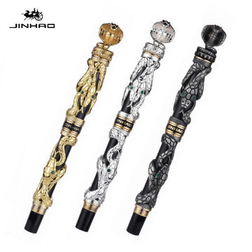 Jinhao Snake Fountain Pen – Embossed Serpent Ion Gold Plated Iridium Nib