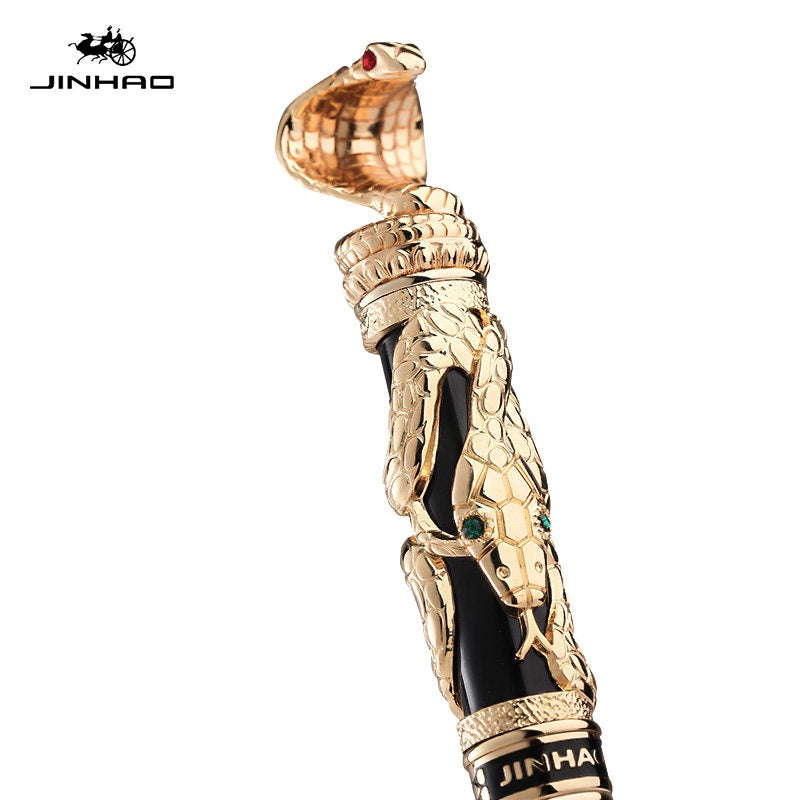 Jinhao Snake Fountain Pen – Embossed Serpent Ion Gold Plated Iridium Nib