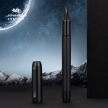 Jinhao Star 92 Fountain Pen – Diamond Cut Metal Body Iridium Nib All Black EF 0.38MM