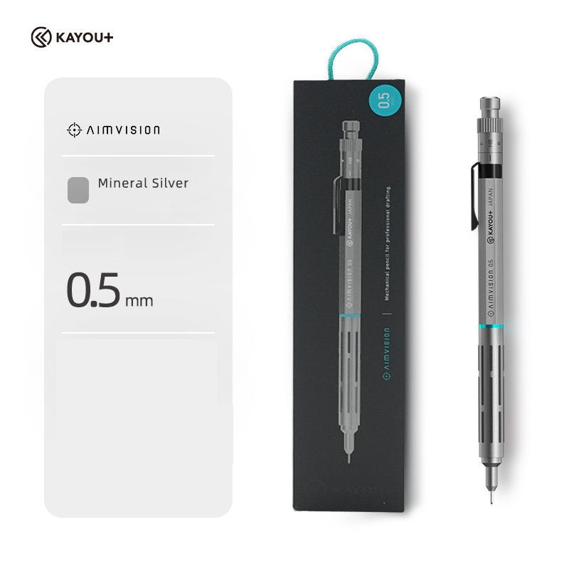KAYOU AIMVISION Mechanical Pencil – 0.5mm High-Precision Drafting Pencil Mineral Silver