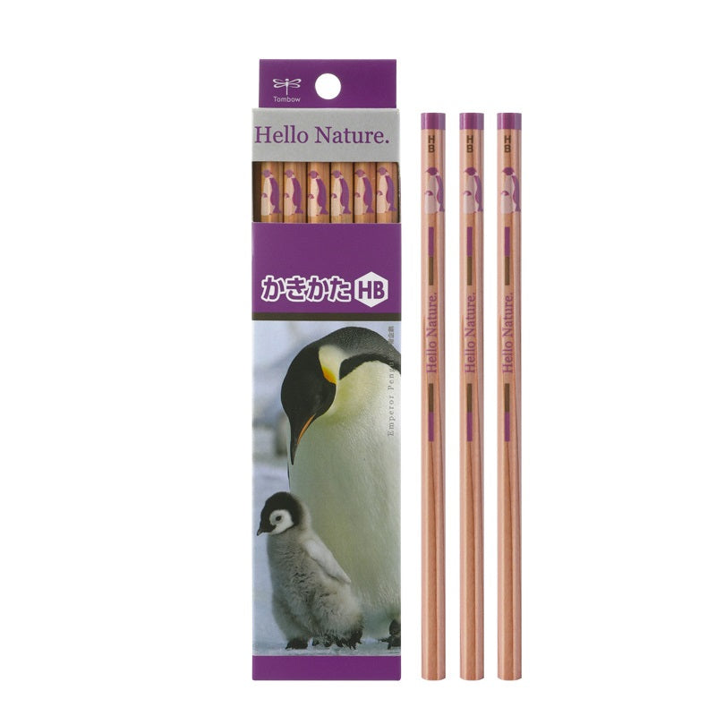 Tombow 2B HB Wooden Pencils, Hello Nature, 12 Pack, Penguin