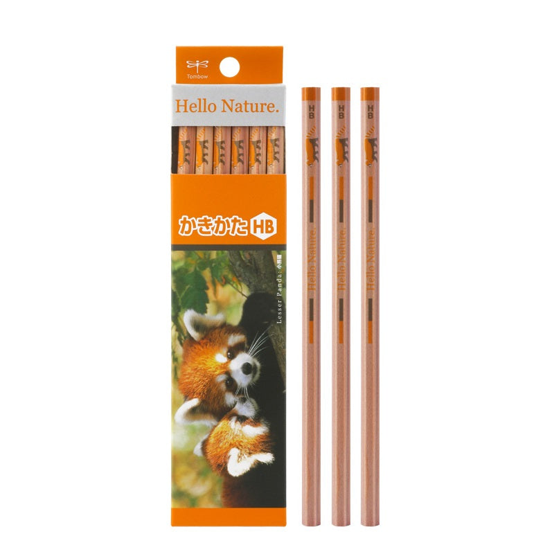 Tombow 2B HB Wooden Pencils, Hello Nature, 12 Pack, Red Panda
