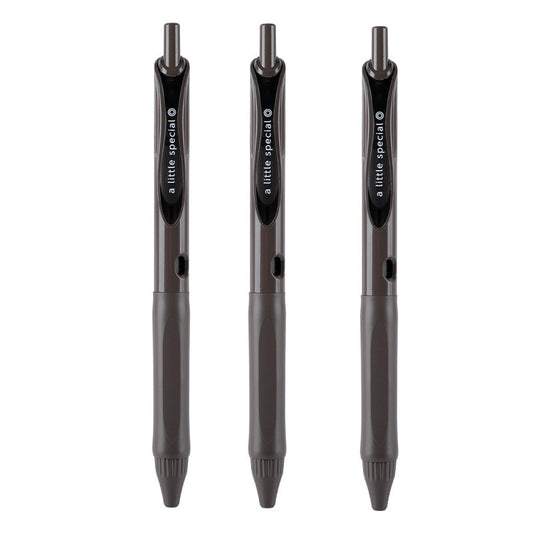 KOKUYO A Little Special viviDRY Quick-Dry Retractable Gel Pen | 0.5mm Black Ink | Vintage Barrel | Set of 3 Dark Brown