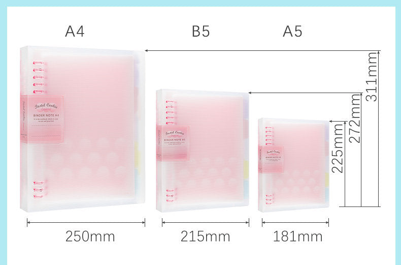 KOKUYO Pastel Cookie 8-Ring Loose-Leaf Binder | Soft-Light Compact Notebook — A4 / A5 / B5, 4 Colors