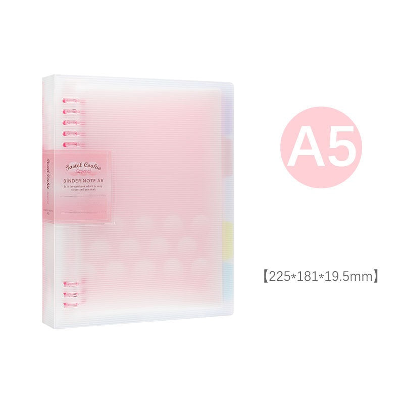 KOKUYO Pastel Cookie 8-Ring Loose-Leaf Binder | Soft-Light Compact Notebook — A4 / A5 / B5, 4 Colors A5 Pink
