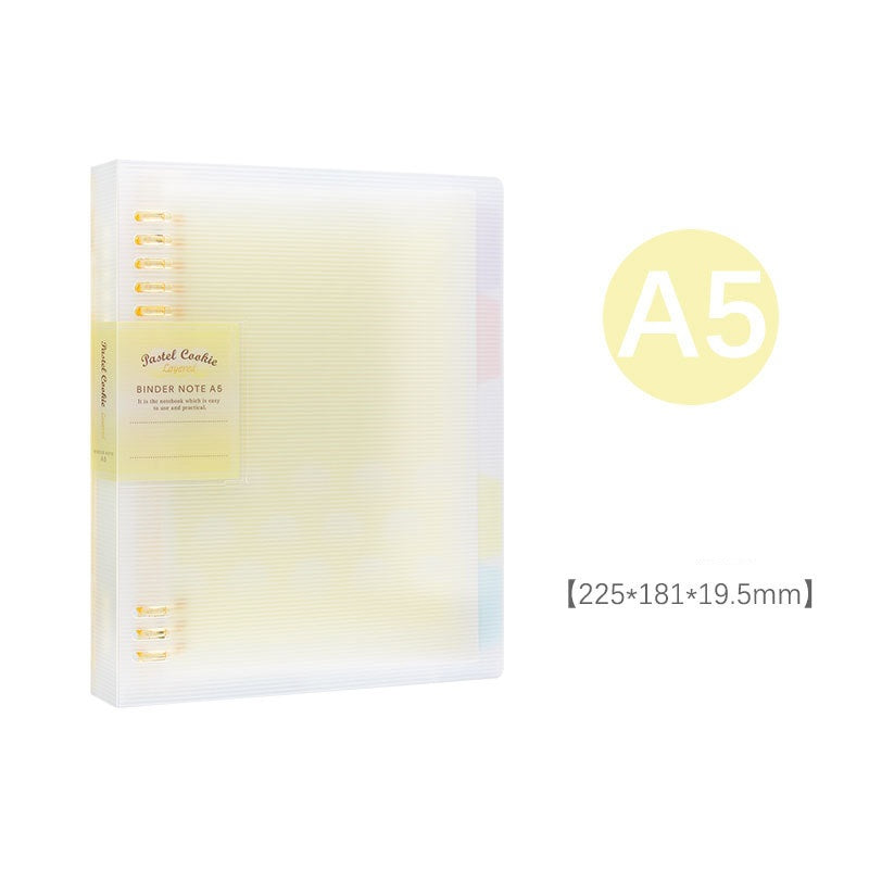 KOKUYO Pastel Cookie 8-Ring Loose-Leaf Binder | Soft-Light Compact Notebook — A4 / A5 / B5, 4 Colors A5 Yellow