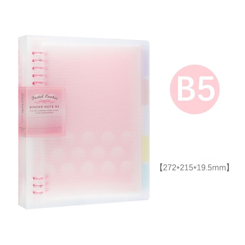 KOKUYO Pastel Cookie 8-Ring Loose-Leaf Binder | Soft-Light Compact Notebook — A4 / A5 / B5, 4 Colors B5 Pink