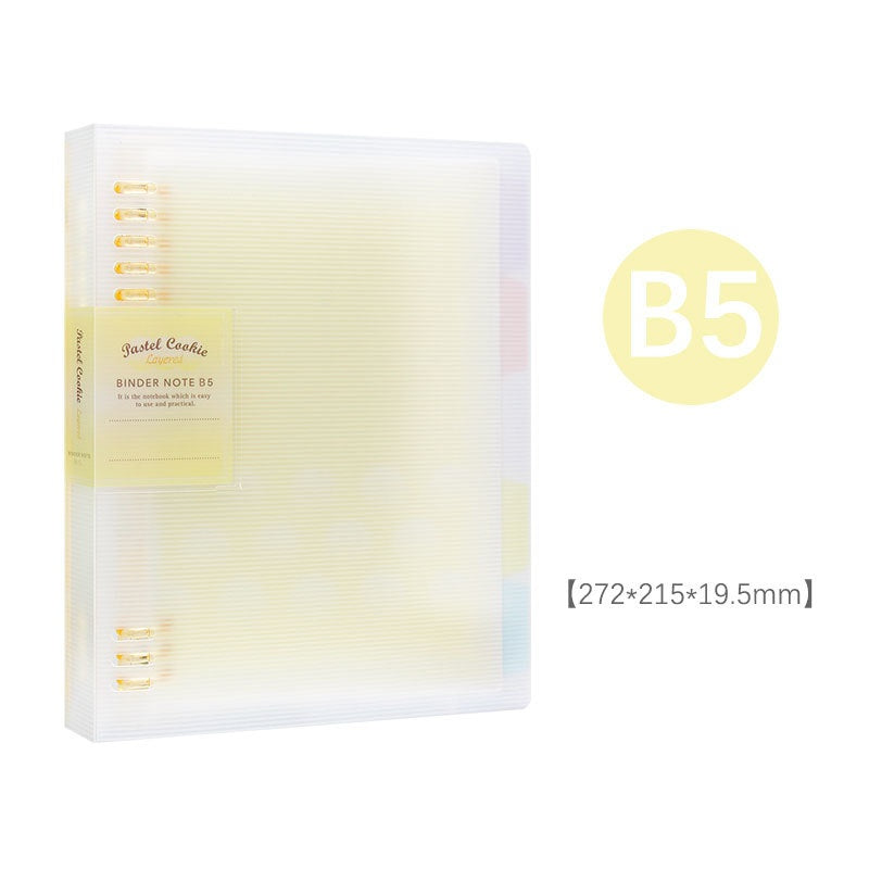 KOKUYO Pastel Cookie 8-Ring Loose-Leaf Binder | Soft-Light Compact Notebook — A4 / A5 / B5, 4 Colors B5 Yellow