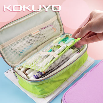 KOKUYO Pastel Cookie Large-Capacity Canvas Pencil Case – 210×93mm Stationery Pouch