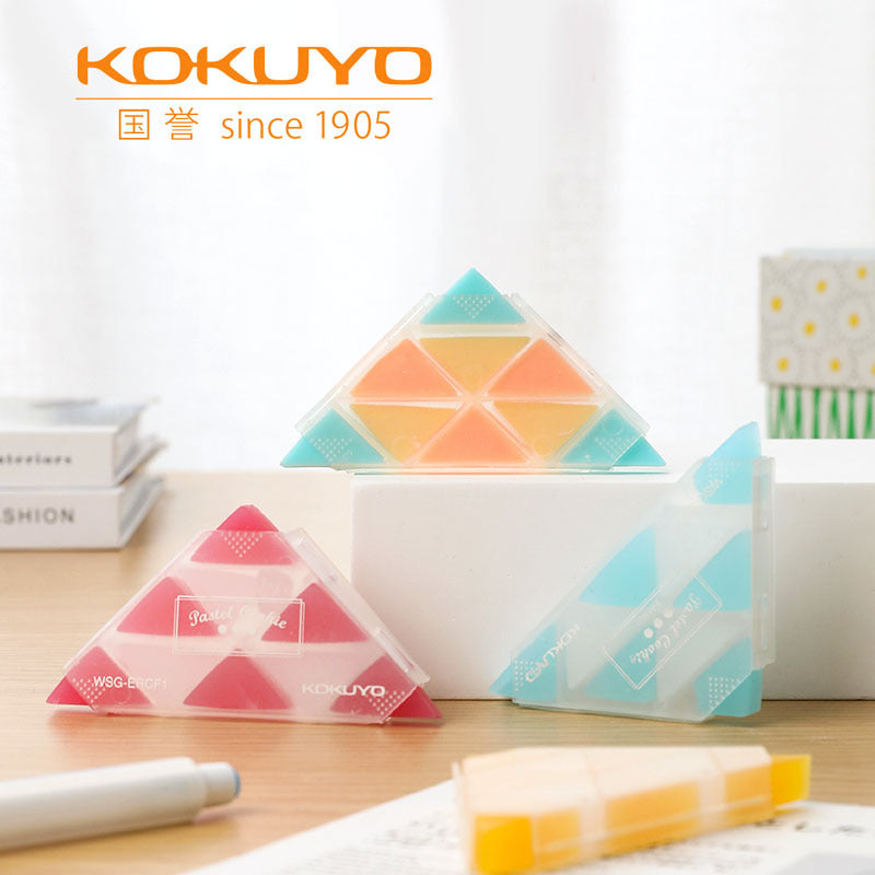 KOKUYO Triangular Eraser Pastel Cookie 4 Pack