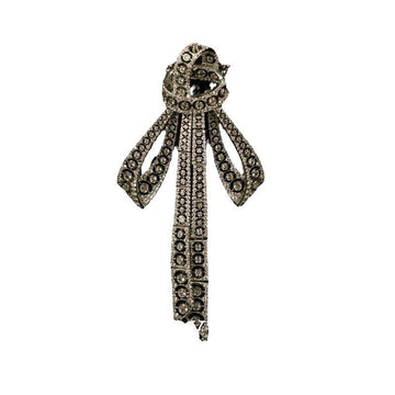 Vintage butterfly bow brooch, copper-toned, full rhinestone detailing