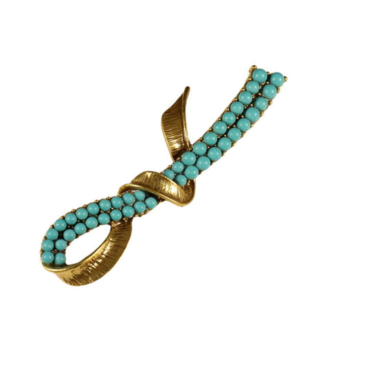 Geometric Blue Stone Vintage Metal Brooch