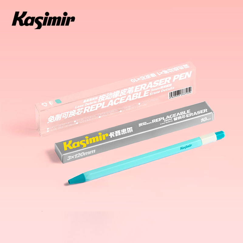 Kasimir Click Eraser Pen with 10 Refills — No-Sharpen Retractable Precision Eraser Blue