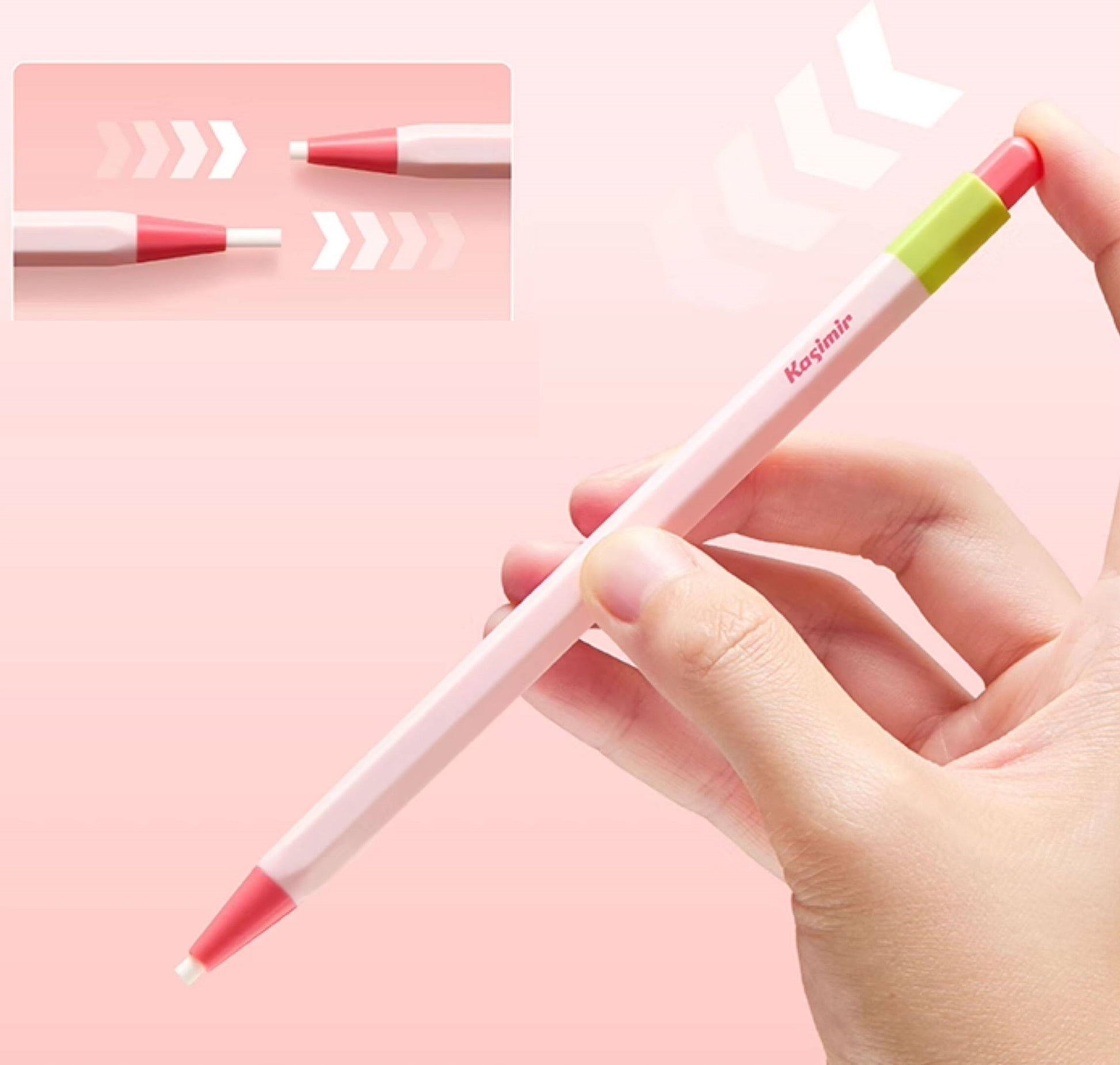 Kasimir Click Eraser Pen with 10 Refills — No-Sharpen Retractable Precision Eraser