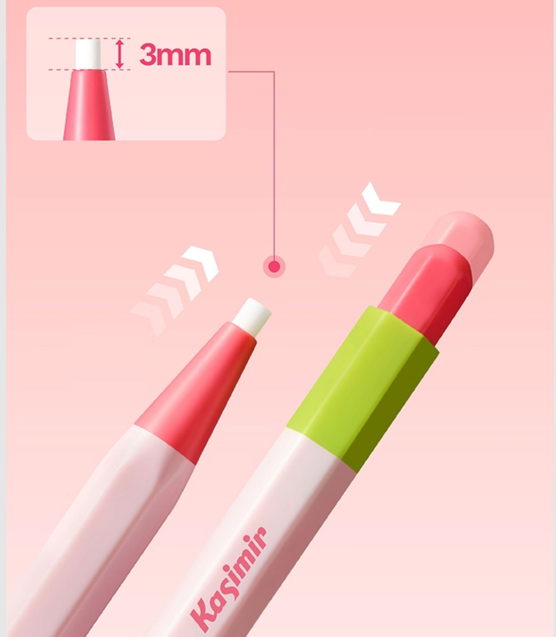 Kasimir Click Eraser Pen with 10 Refills — No-Sharpen Retractable Precision Eraser