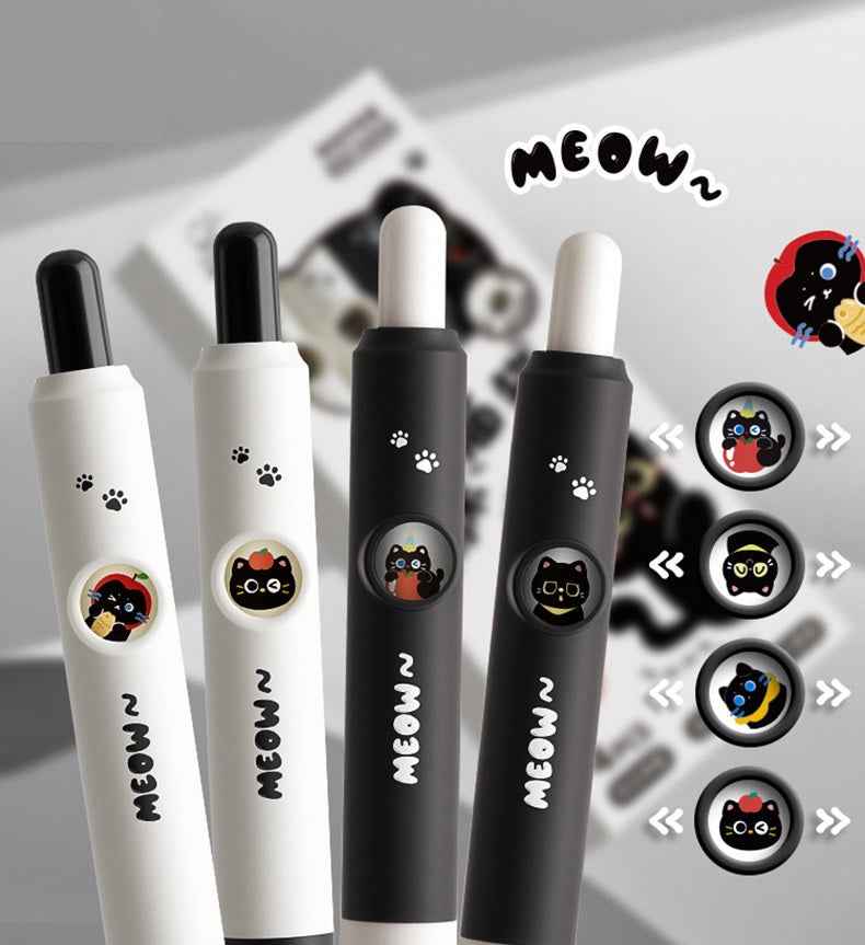 Kawaii Cat Face Changing Click Gel Pens - 12-Pack