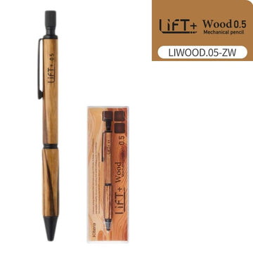 KITERA Lift + Wood 0.5mm Mechanical Pencil — Natural Wood Grip, Low Center of Gravity | Zebra Wood & Walnut Zebra Wood