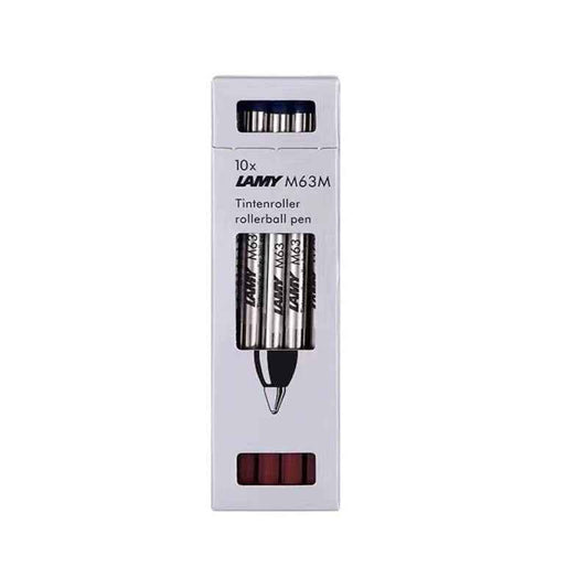 LAMY M63 Rollerball Pen Refill - Medium Point - Black/Blue - 10 Pack