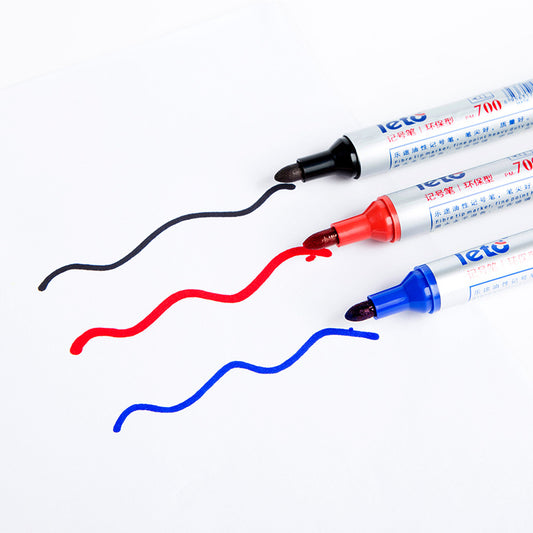LETO PM-700 Olje-baserad permanent marker med kulspets | 12-pack | Svart, röd eller blå