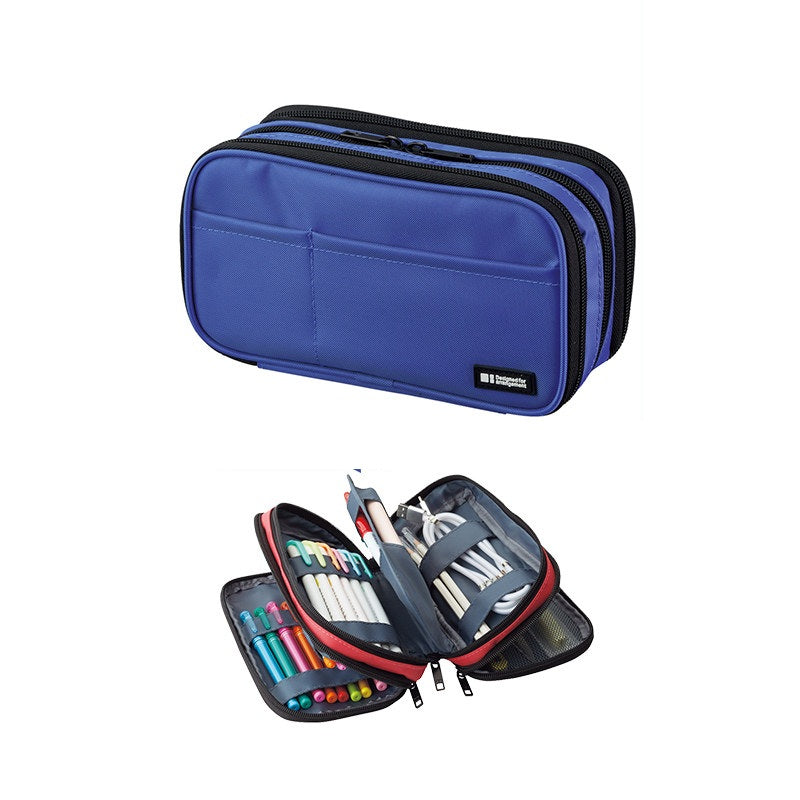 LIHIT LAB A-7556 Zipper Pencil Case Triple Blue