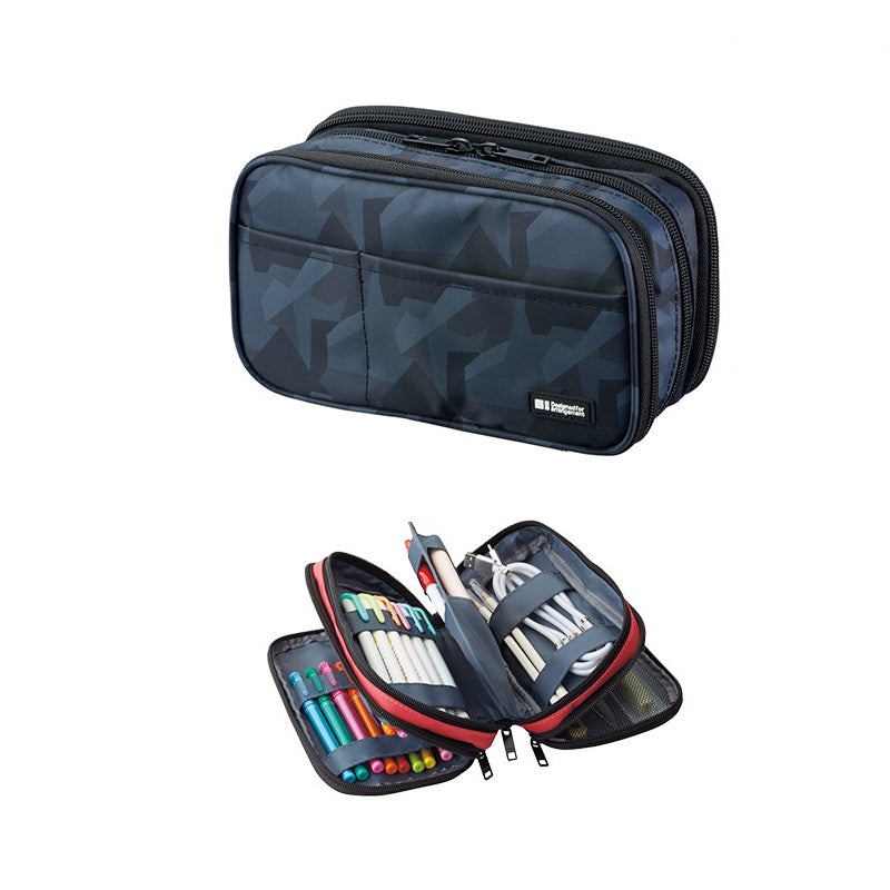 LIHIT LAB A-7556 Zipper Pencil Case Triple Black Camo