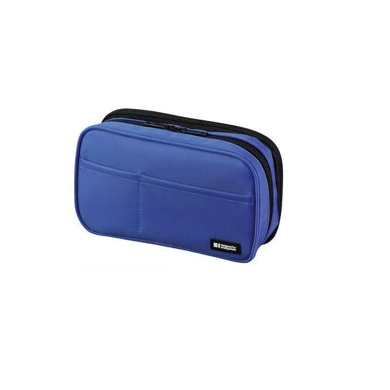 LIHIT LAB A-7555 Zipper Pencil Case Double Blue