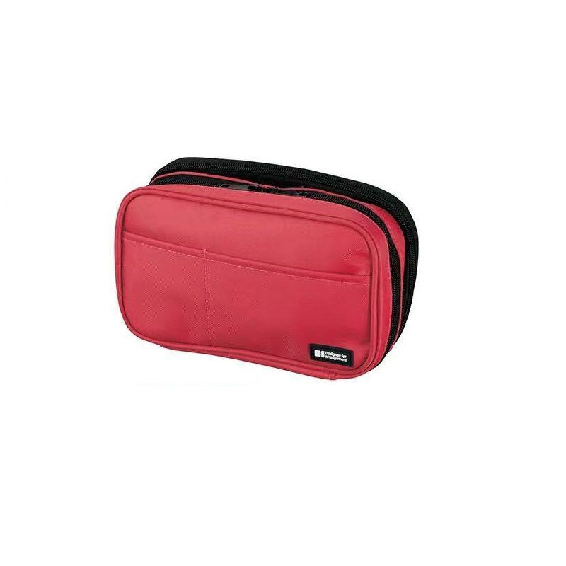 LIHIT LAB A-7555 Zipper Pencil Case Double Rose Red