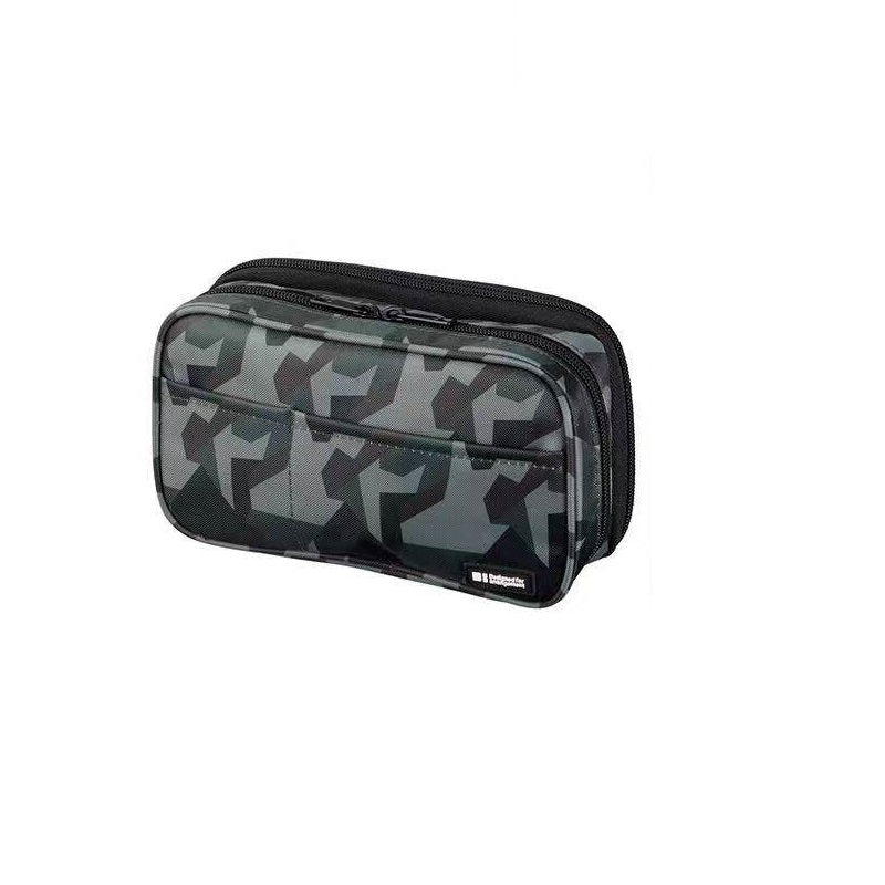 LIHIT LAB A-7555 Zipper Pencil Case Double Green Camo