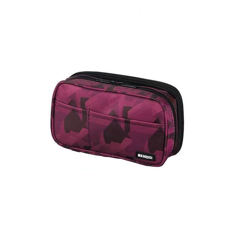 LIHIT LAB A-7555 Zipper Pencil Case Double Red Camo