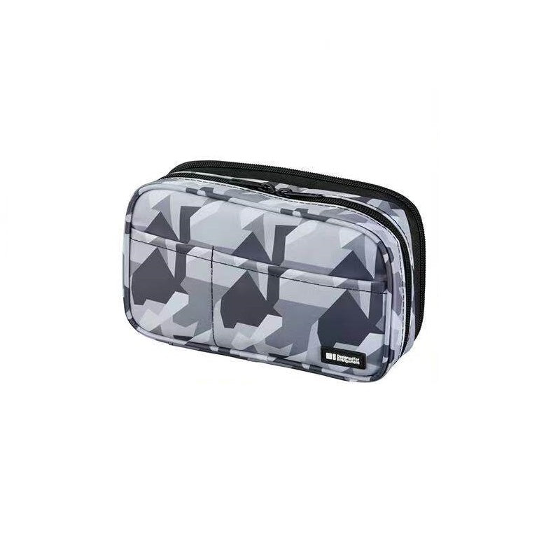LIHIT LAB A-7555 Zipper Pencil Case Double Grey Camo