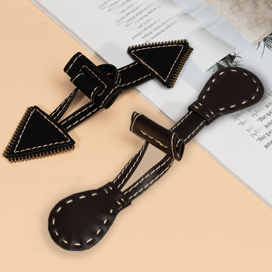 16/19.8cm Black Dark Brown Leather Sew-on Toggle Buttons 4pcs